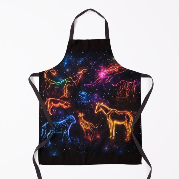 Artikelvorschau, Neon kosmische Tiersilhouetten in der Galaxie entworfen und verkauft von PixelReverb.