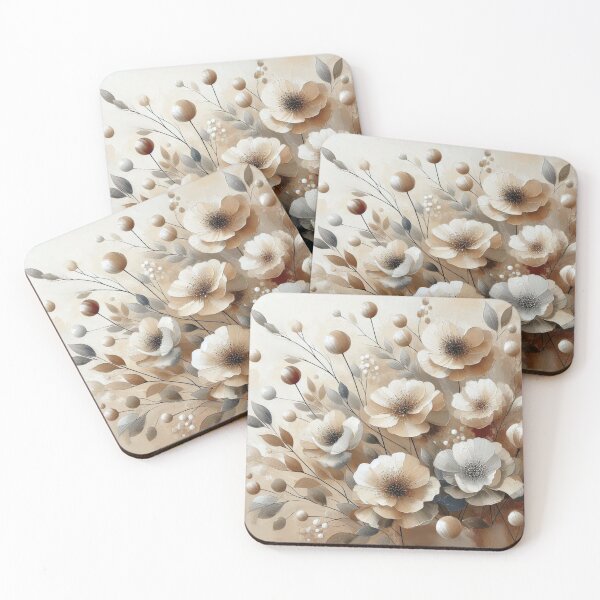 Item preview, Modern Art Beige Flowers designed and sold by Tsveti Dinkova.