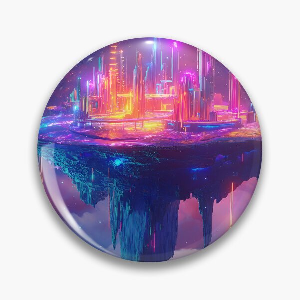 Artikelvorschau, Futuristische schwebende Stadt im Neonkosmos entworfen und verkauft von PixelReverb.