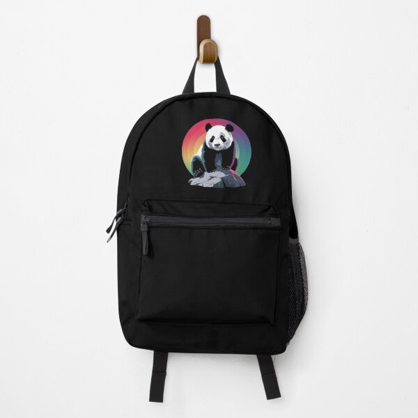 Item preview, Colorful Giant Panda Art on Rock with Rainbow Background designed and sold by love3617.