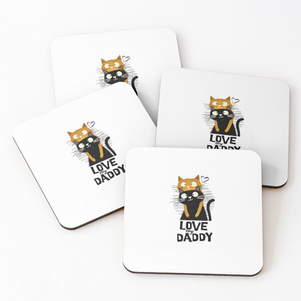 Item preview, I Love My Daddy, Baby Cat Hugging Dad Cat Illustration designed and sold by DAMOTAmagazine.