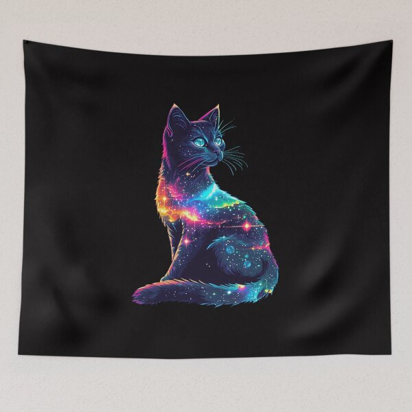 Item preview, Cosmic Galaxy Cat with Neon Glow designed and sold by PixelReverb.