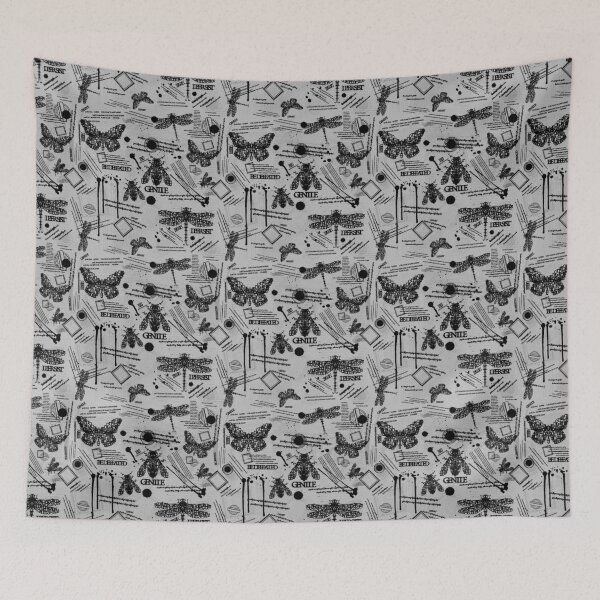 Item preview, Flettering Bugs [Pattern - Black and White] designed and sold by deadbeatprince-typography.