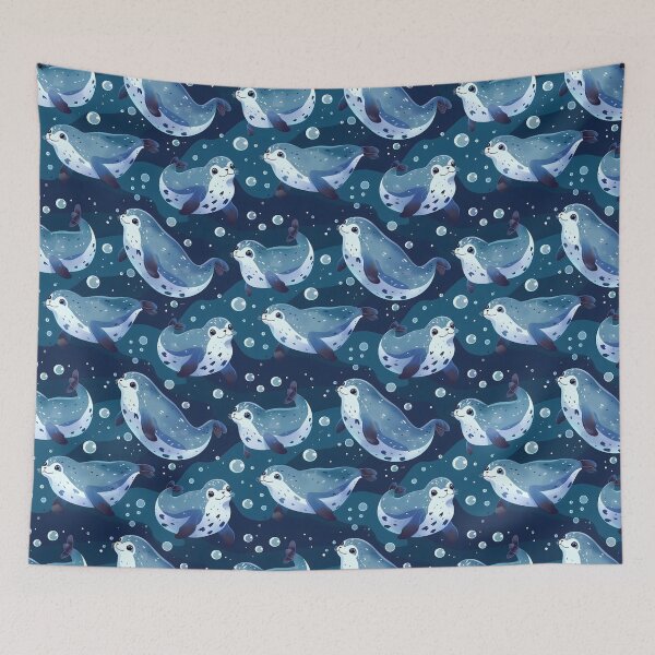 Item preview, Seal Blue Bubbles Pattern designed and sold by palaco210.