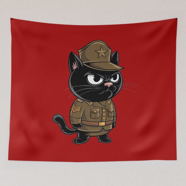 Aperçu de l'œuvre Sergent Whiskers : Chat Commandant créée et vendue par Orca Chuckle Studios.