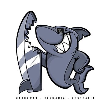 Artwork thumbnail, Marrawah Surf Shark Graphic | Cool Surfing Shark Art | Tasmania Surf Culture by Bold & Brewed