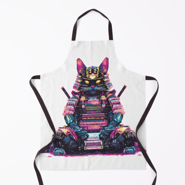 Item preview, Pixelated Samurai Cat Warrior in Neon designed and sold by PixelReverb.