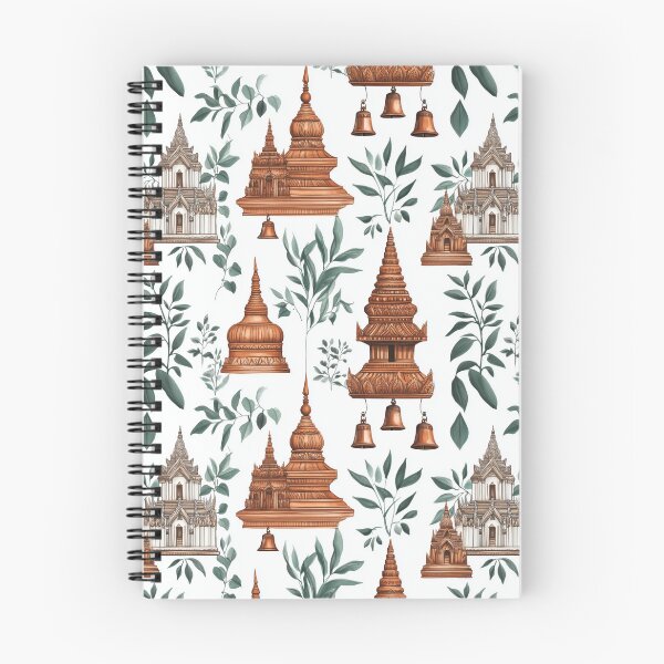 Item preview, Charming Thai Temple Stupas with Leafy Accents Seamless Pattern designed and sold by IssaraStudio.