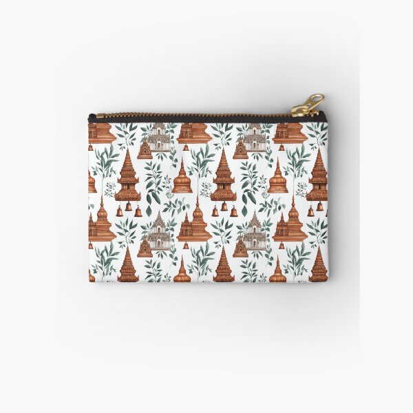 Item preview, Charming Thai Temple Stupas with Leafy Accents Seamless Pattern designed and sold by IssaraStudio.