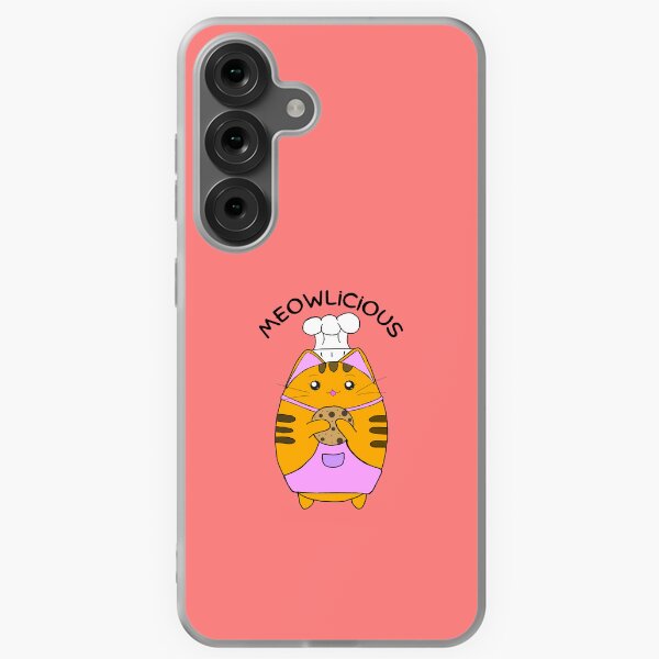 (Blush Coral) Meowlicious Kawaii Cute Food Art Samsung Galaxy Soft Case