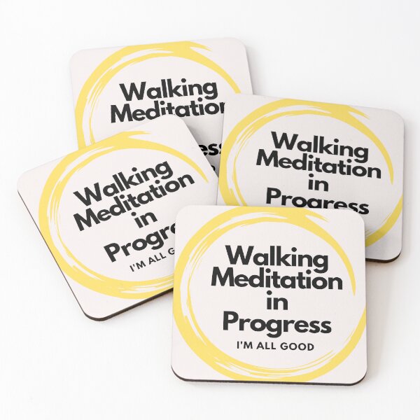 Item preview, Yellow “Walking Meditation in Progress" Design designed and sold by Nicole Wijngaarden Coaching Ltd.
