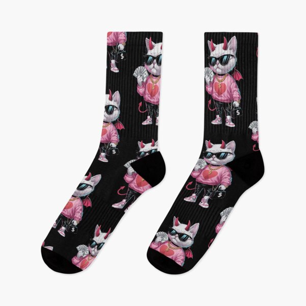 Item preview, Devilishly Cool Cat with Swag and Money designed and sold by TrippyBunnyShop.