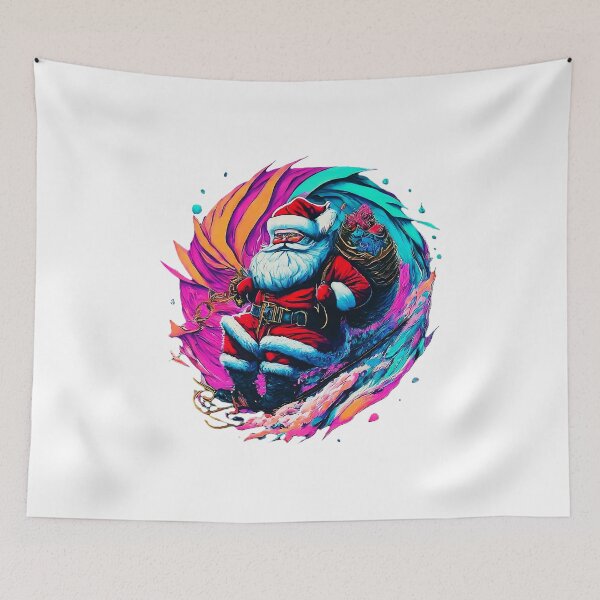 Item preview, Vibrant Santa Claus design , Santa riding the cosmic wave , Colorful and fun festive , Unique Christmas gift designed and sold by Indyadizine.