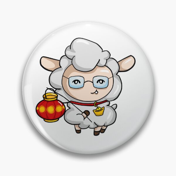 Item preview, Lunar New Year Sheep Goat with Lantern and Gold Nugget Collar designed and sold by Sweet Dreams Of Art.