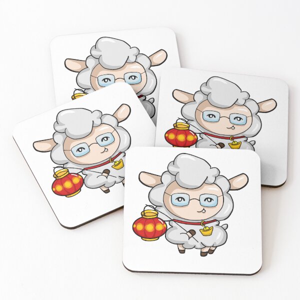 Item preview, Lunar New Year Sheep Goat with Lantern and Gold Nugget Collar designed and sold by Sweet Dreams Of Art.
