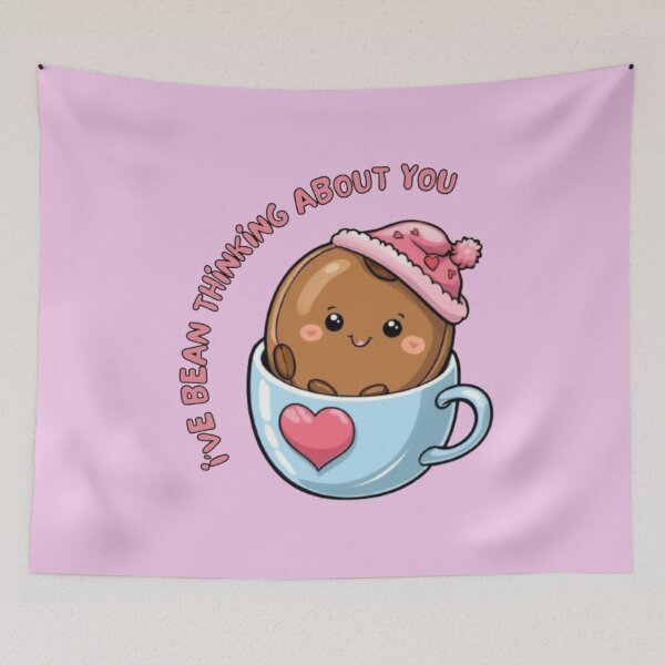 Item preview, I've Bean Thinking About You - Valentine Coffee Pun designed and sold by LMoonDesigns.