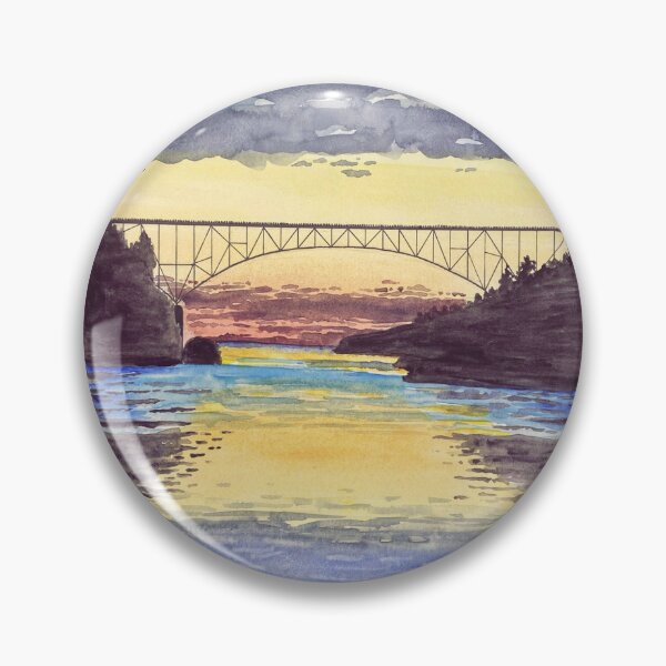 Item preview, Watercolor of Deception Pass Bridge designed and sold by Mariah Hall Art.
