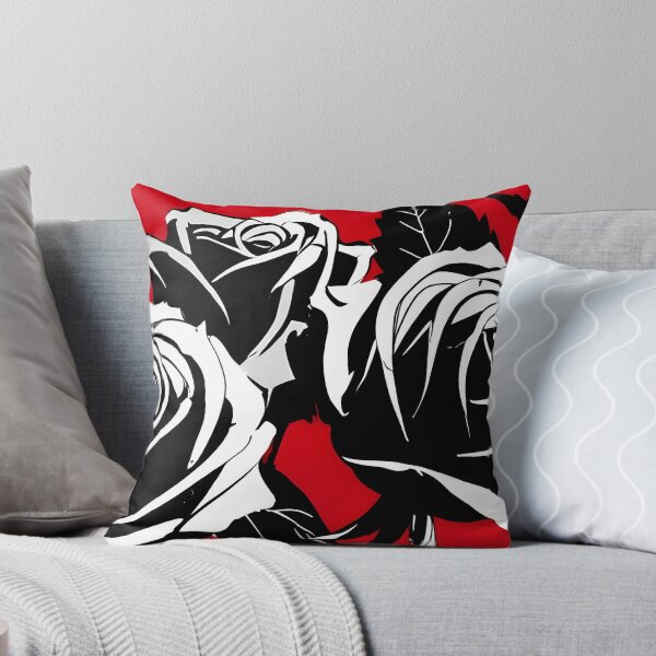 Item preview, Abstract roses in black and white, set against a bold crimson background designed and sold by johndesignwaves.