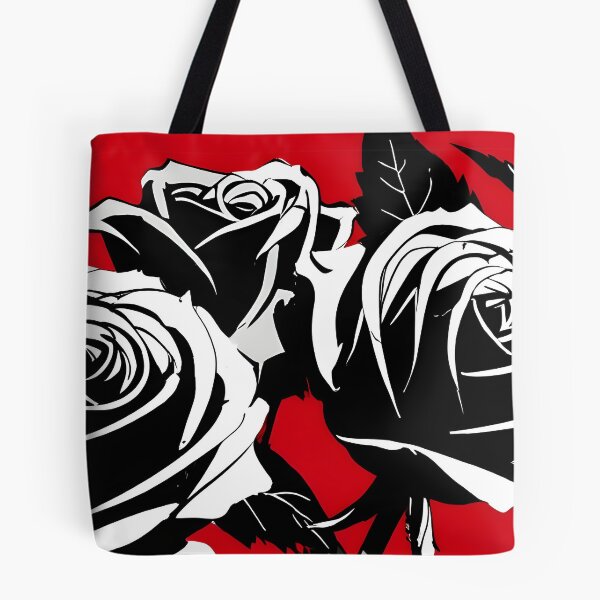 Item preview, Abstract roses in black and white, set against a bold crimson background designed and sold by johndesignwaves.
