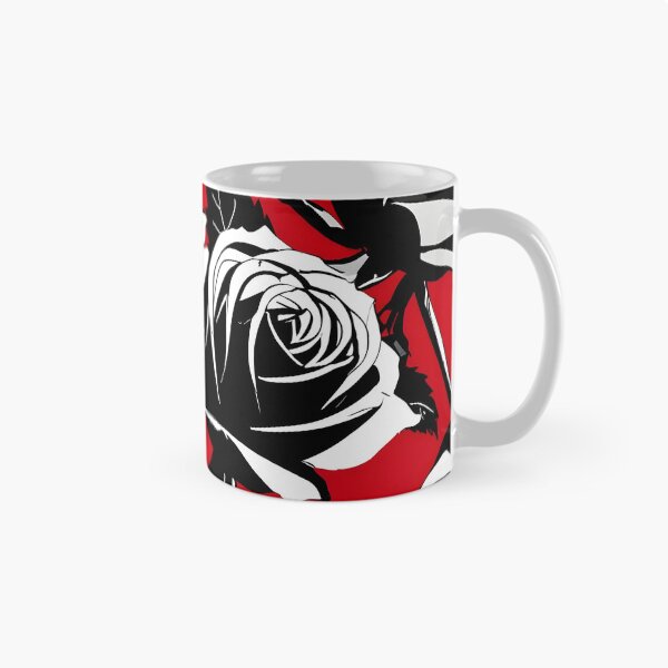 Item preview, Abstract roses in black and white, set against a bold crimson background designed and sold by johndesignwaves.