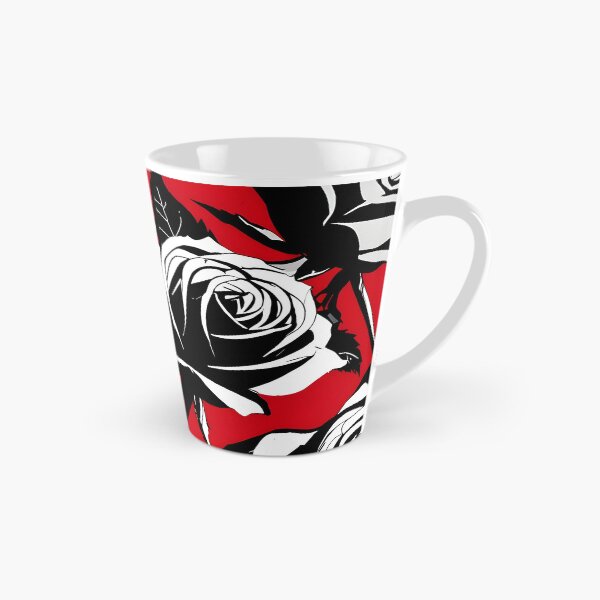 Item preview, Abstract roses in black and white, set against a bold crimson background designed and sold by johndesignwaves.