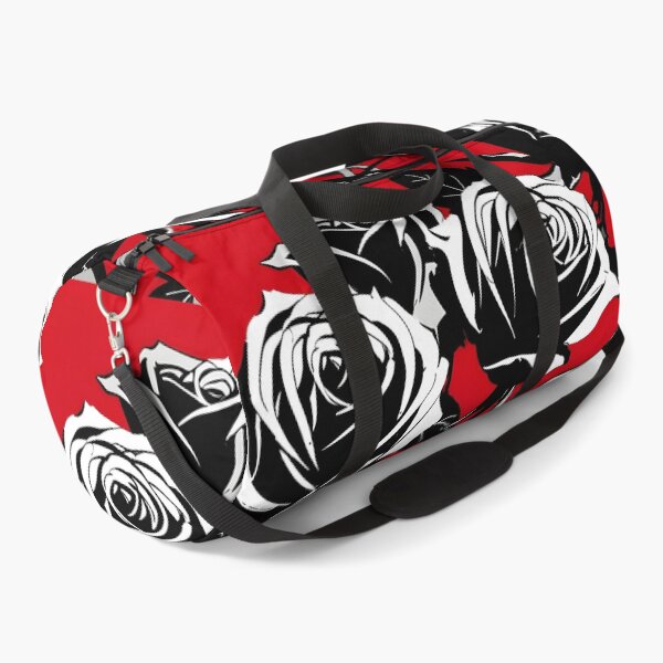 Item preview, Abstract roses in black and white, set against a bold crimson background designed and sold by johndesignwaves.