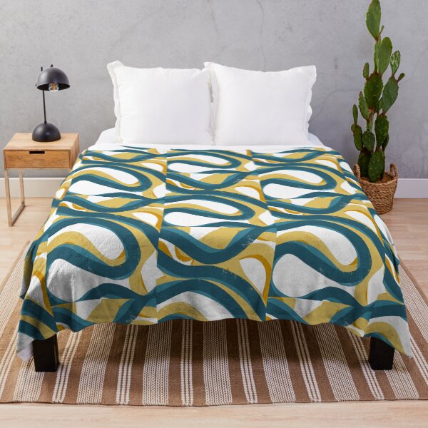 Item preview, Blue Gold Waves - Graffiti inspired minimal painting designed and sold by JashJhaveri.
