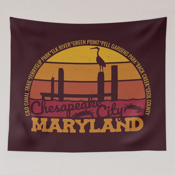 Item preview, Logotipo retro del orgullo local de la ciudad de Chesapeake, Maryland, al atardecer designed and sold by CRHPOD20.