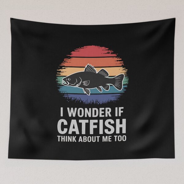 Item preview, Funny "I Wonder If Catfish Think About Me Too" Fishing Design designed and sold by Karsten Stier.