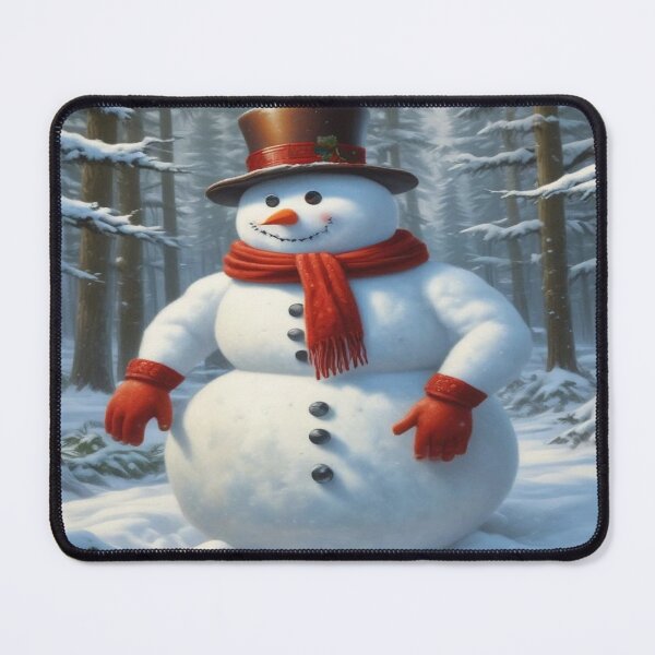 Item preview,  cheerful snowman stands in a snowy forest, designed and sold by InezPhotography.