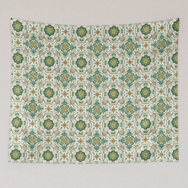 Item preview, Elegant Thai Motifs - Seamless Patterns in Green & Gold for Fashion & Home Decor designed and sold by IssaraStudio.