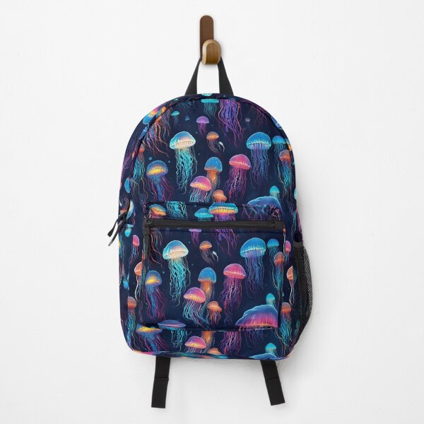 Item preview, Multicolor jellyfish floating with neon trails designed and sold by Designbes.
