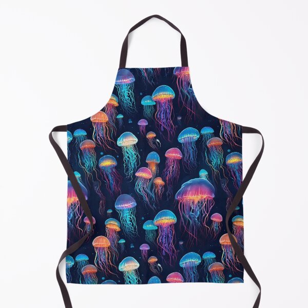 Item preview, Multicolor jellyfish floating with neon trails designed and sold by Designbes.