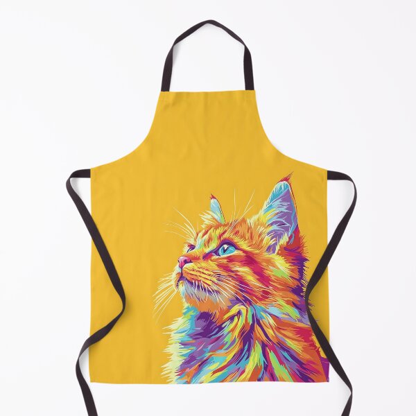 Item preview, Colorful Cat Illustration With Yellow Background designed and sold by GoldenTealArts.