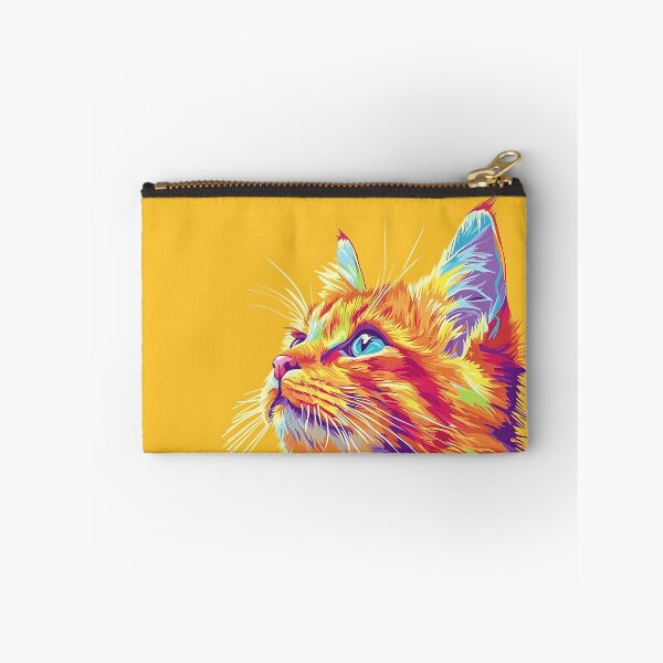 Item preview, Colorful Cat Illustration With Yellow Background designed and sold by GoldenTealArts.