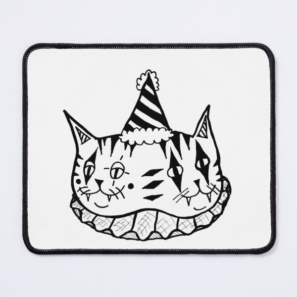 Item preview, 2 Headed Kitty Cat Carnival Circus Clown Greyscale designed and sold by KayTurtless.