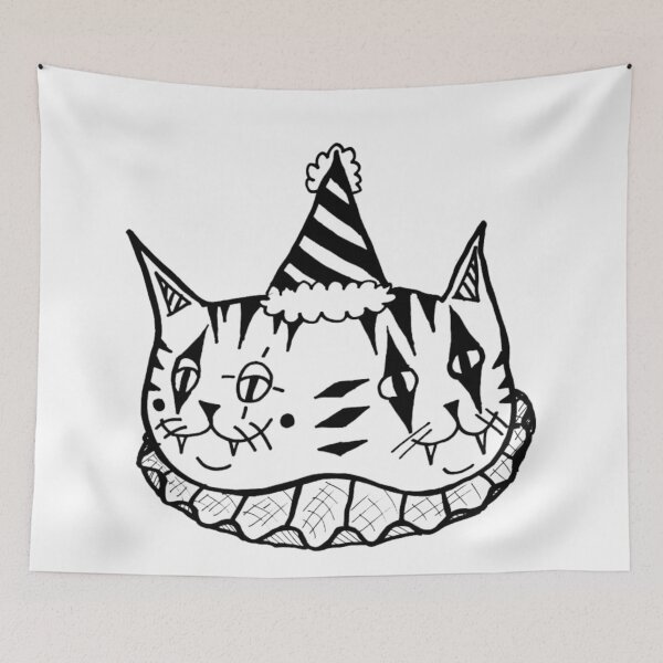 Item preview, 2 Headed Kitty Cat Carnival Circus Clown Greyscale designed and sold by KayTurtless.