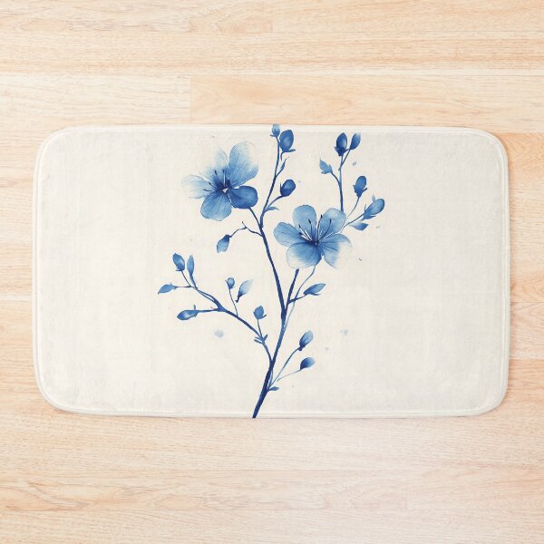 Item preview, Minimalist Blue Ink Flower Painting designed and sold by GoldenTealArts.
