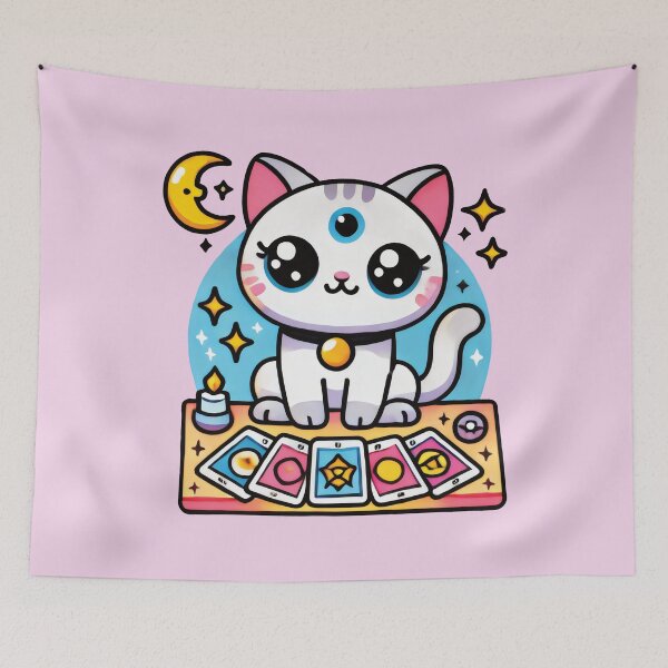 Item preview, kawaii cat doing tarot designed and sold by samah82.