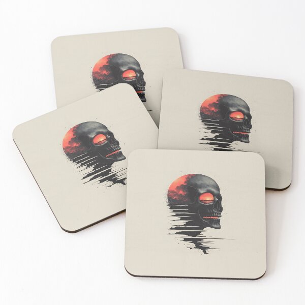 Item preview, Minimalist Skull Illustration with Sunset and Glitch Art designed and sold by GoldenTealArts.