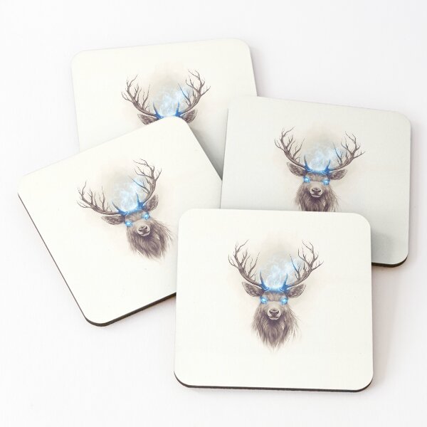 Item preview, Minimalist Deer Head with Glowing Eyes and Lightning designed and sold by GoldenTealArts.