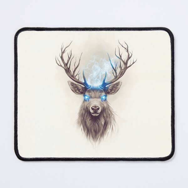 Item preview, Minimalist Deer Head with Glowing Eyes and Lightning designed and sold by GoldenTealArts.