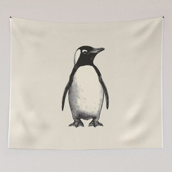 Item preview, Minimalistic Penguin Illustration With Vintage Style designed and sold by GoldenTealArts.