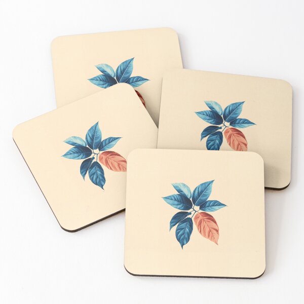 Item preview, Minimalist Blue And Orange Leaf Illustration designed and sold by GoldenTealArts.