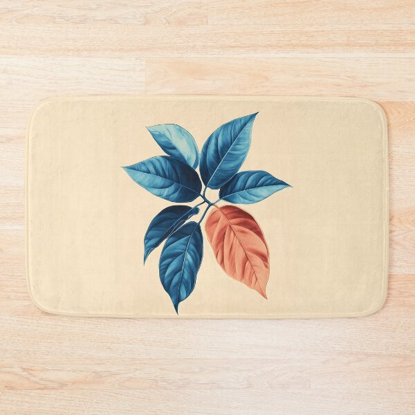 Item preview, Minimalist Blue And Orange Leaf Illustration designed and sold by GoldenTealArts.