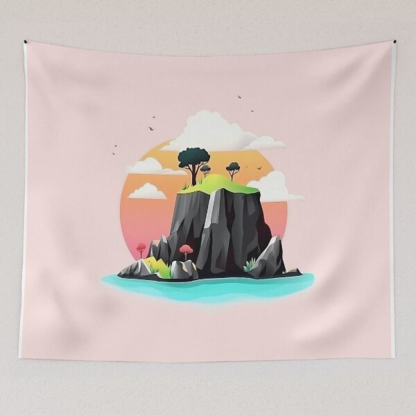 Item preview, Island Vector Illustration in Cute Minimalist Style designed and sold by GoldenTealArts.