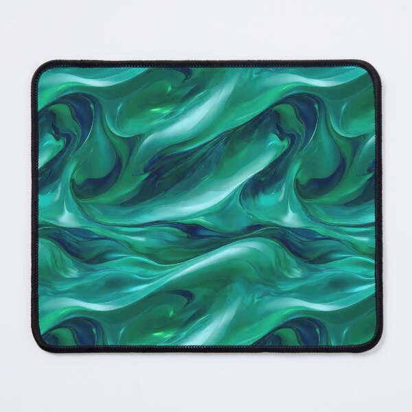 Item preview, Green and blue abstract waves with metallic sheen designed and sold by CoolPixels.