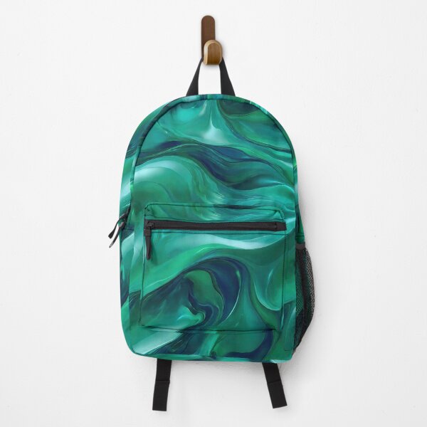 Item preview, Green and blue abstract waves with metallic sheen designed and sold by CoolPixels.