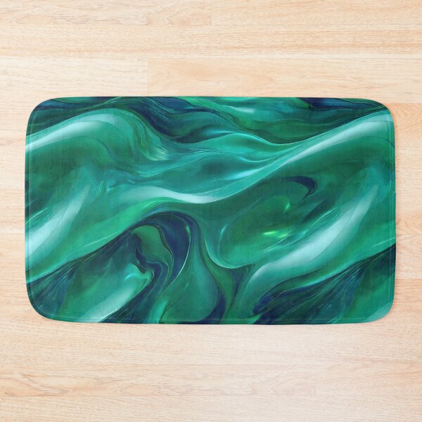 Item preview, Green and blue abstract waves with metallic sheen designed and sold by CoolPixels.