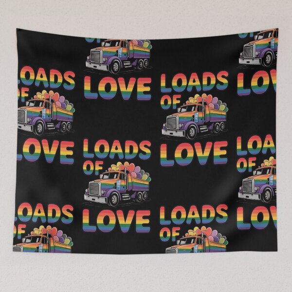 Item preview, Loads of Love Rainbow Truck with Heart Balloons designed and sold by TrippyBunnyShop.